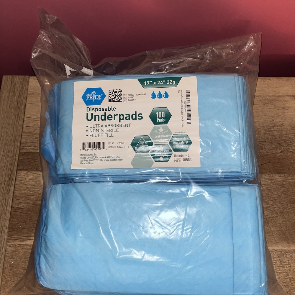 100 Large 17'' x 24'' Disposable Bed Covers Disposable Incontinence‎ Blue Pads